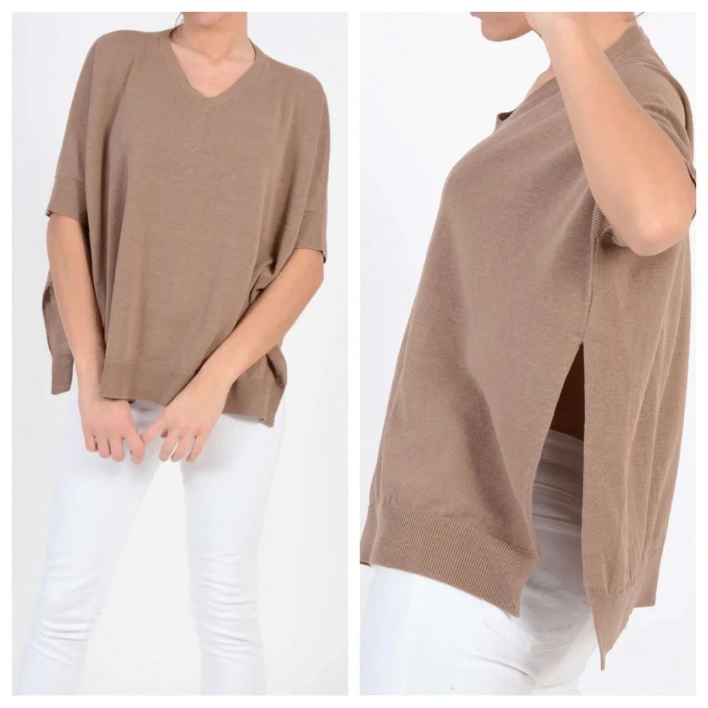 Peserico Brown Linen Oversized Sweater | 46 IT (US8/MEDIUM)